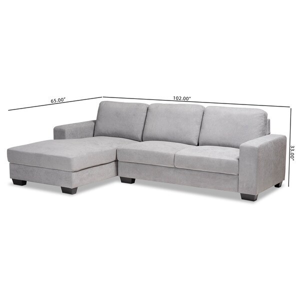 Baxton Studio Nevin Light Grey Upholstered Sectional Sofa with Left Facing Chaise - 158-9745