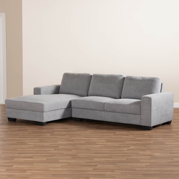 Baxton Studio Nevin Light Grey Upholstered Sectional Sofa with Left Facing Chaise - 158-9745
