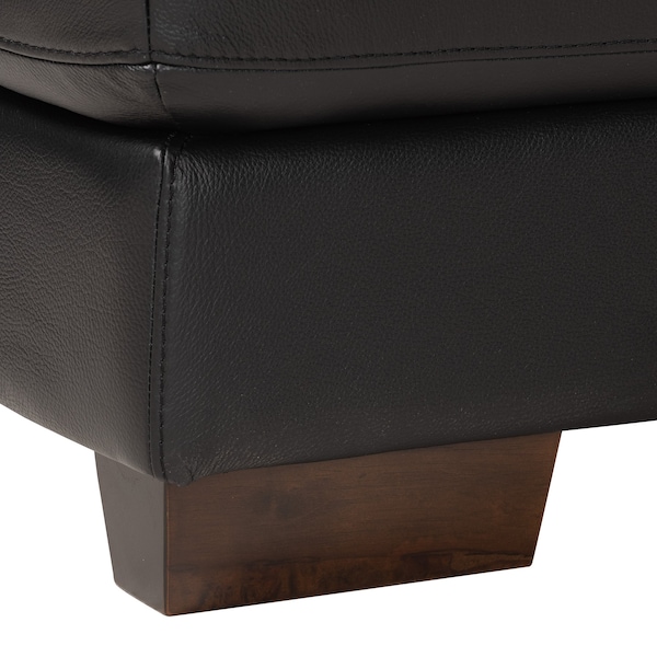 Baxton Studio Reverie Modern Black Full  Leather Sectional Sofa with Right Facing Chaise - 223-13125-ZORO