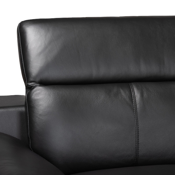 Baxton Studio Reverie Modern Black Full  Leather Sectional Sofa with Right Facing Chaise - 223-13125-ZORO