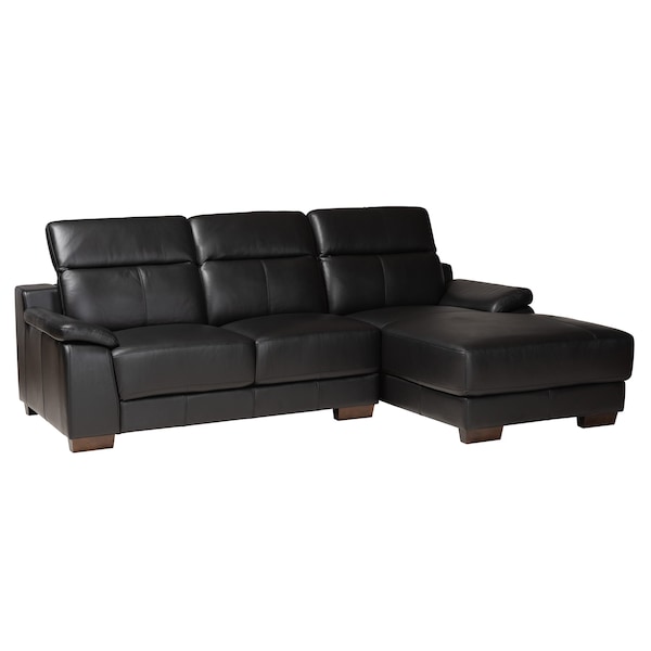 Baxton Studio Reverie Modern Black Full  Leather Sectional Sofa with Right Facing Chaise - 223-13125-ZORO