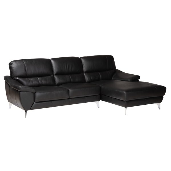 Baxton Studio Townsend Modern Black Full Leather Sectional Sofa with Right Facing Chaise - 223-13123-ZORO