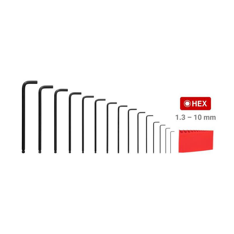 TEKTON Ball End Hex L- Key Set with Holder, 15-Piece (1.3-10 mm) - KLX91203