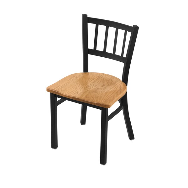 Holland Bar Stool Co 610 Contessa 18" Chair with Black Wrinkle Finish and Medium Oak Seat - 61018BWMEDOAK