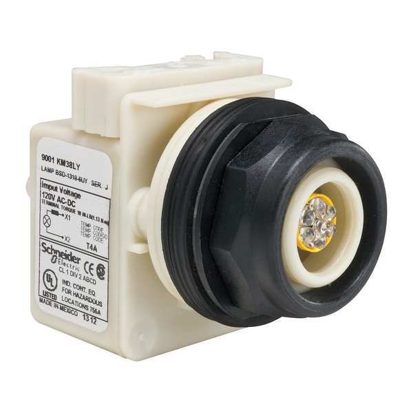 Schneider Electric Piloto de luz, LED, Amarillo, 120VCA/CD, Sin lente - 9001SKP38LY