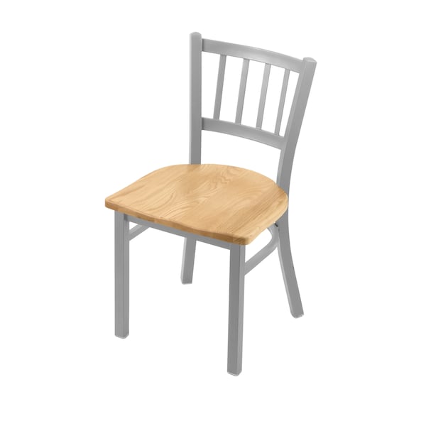 Holland Bar Stool Co 610 Contessa 18" Chair with Anodized Nickel Finish and Natural Oak Seat - 61018ANNATOAK