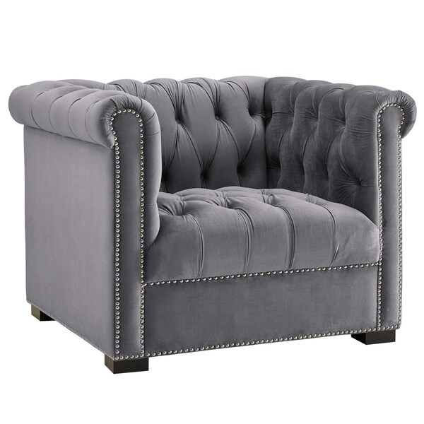 Modway Furniture Heritage Upholstered Velvet Armchair - Gray, 30.5 x 40 x 35 in. - EEI-3065-GRY