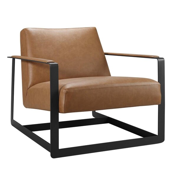 Modway Furniture Seg Vegan Leather Upholstered Vinyl Accent Chair, Tan - EEI-2075-TAN