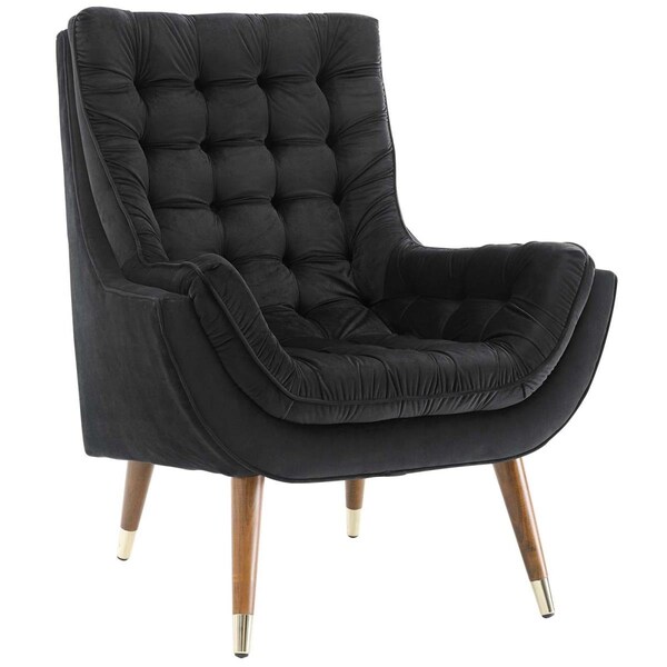 Modway Furniture Suggest Button Tufted Performance Velvet Lounge Chair, Black - EEI-3001-BLK