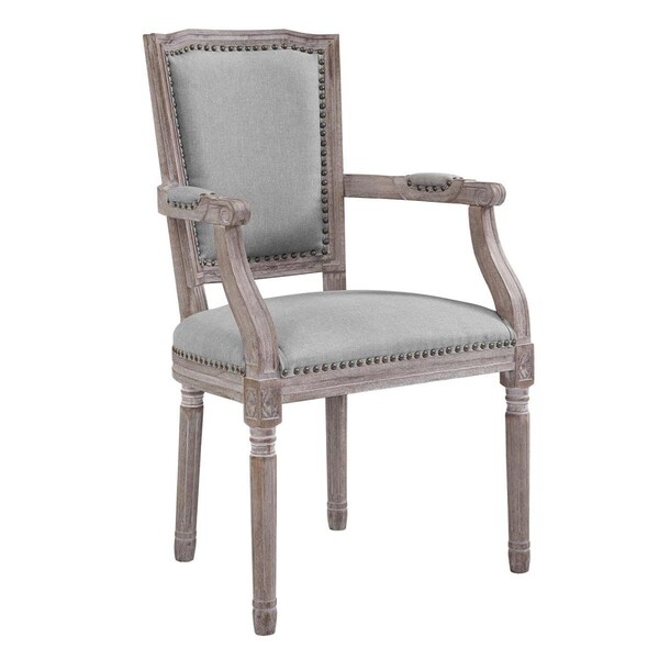 Modway Furniture 15.5 x 31.5 x 31.5 in. Penchant Vintage French Upholstered Fabric Dining Armchair - Light Gray - EEI-2606-LGR