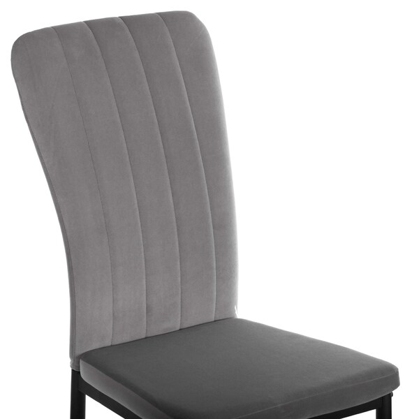 Fabulaxe Gray Modern And Contemporary Tufted Velvet Upholstered Accent Dining Chair, PK 4 - QI004061.GY.4