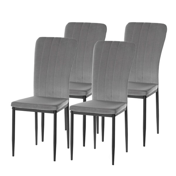 Fabulaxe Gray Modern And Contemporary Tufted Velvet Upholstered Accent Dining Chair, PK 4 - QI004061.GY.4
