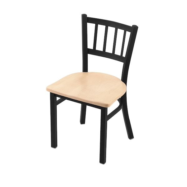 Holland Bar Stool Co 610 Contessa 18" Chair with Black Wrinkle Finish and Natural Maple Seat - 61018BWNATMPL