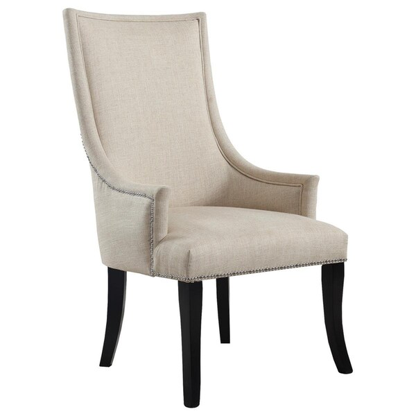 Kd Gabinetes Natural Fabric with Nail Heads Living Room Accent Chair - KD2811916