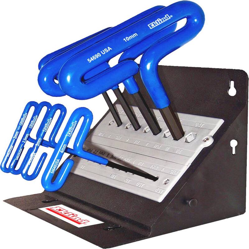 Eklind Cushion Grip Hex T-Key Allen Wrench- 8-Pieces Set Metric MM Sizes 2-10 (6 in. Shaft) w/Stand - 56168