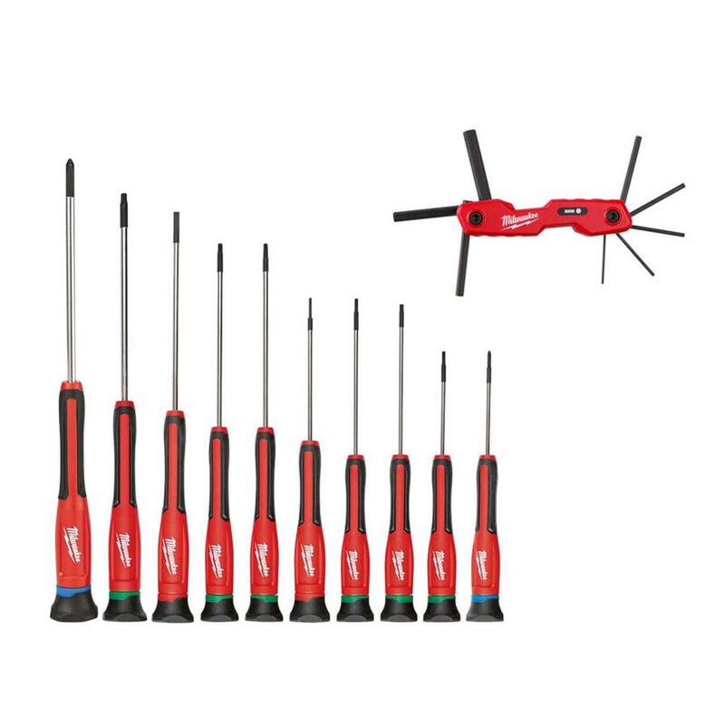 Milwaukee Folding Metric Hex Key Set (8-Piece) with Precision Screwdriver Set - 48-22-2182-48-22-2612