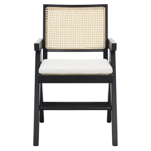 Safavieh 20.8 x 23.1 x 33.5 in. Colette Rattan Armchair, Black & Natural - SFV4136A