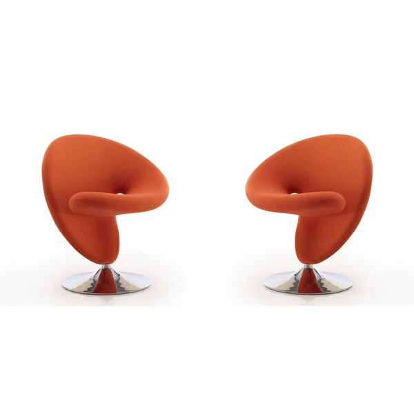 Manhattan Comfort Curl Swivel Accent Chair in Orange and Polished Chrome (Set of 2) - 2-AC040-OR