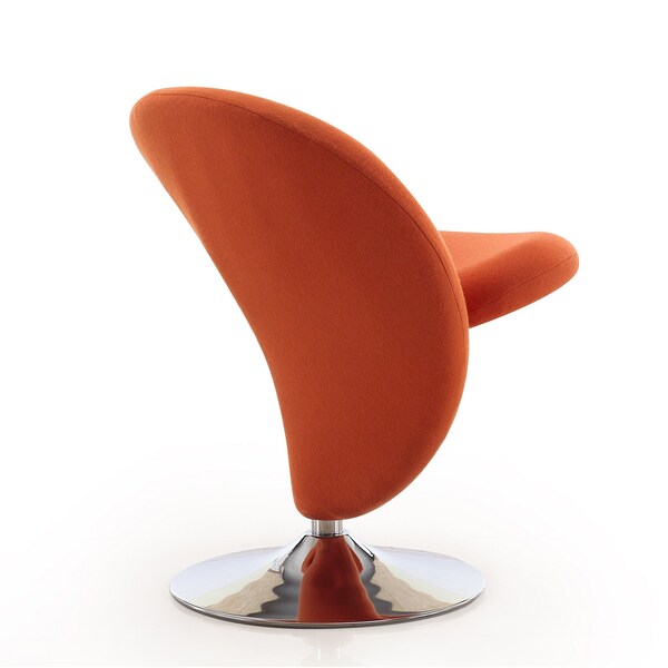 Manhattan Comfort Curl Swivel Accent Chair in Orange and Polished Chrome (Set of 2) - 2-AC040-OR