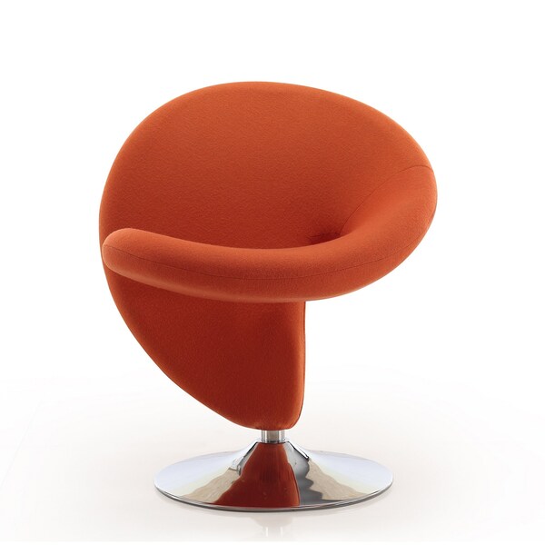 Manhattan Comfort Curl Swivel Accent Chair in Orange and Polished Chrome (Set of 2) - 2-AC040-OR