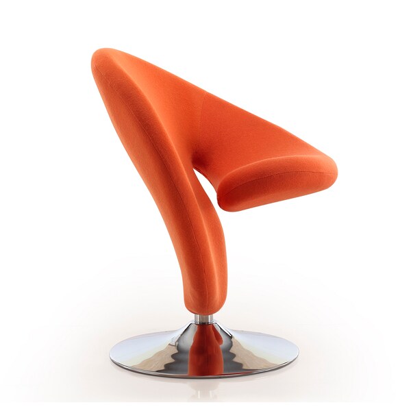 Manhattan Comfort Curl Swivel Accent Chair in Orange and Polished Chrome (Set of 2) - 2-AC040-OR
