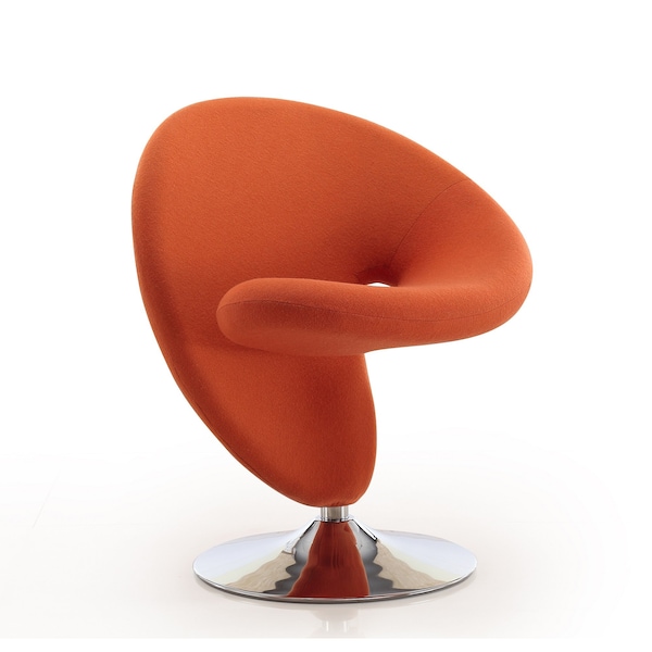 Manhattan Comfort Curl Swivel Accent Chair in Orange and Polished Chrome (Set of 2) - 2-AC040-OR