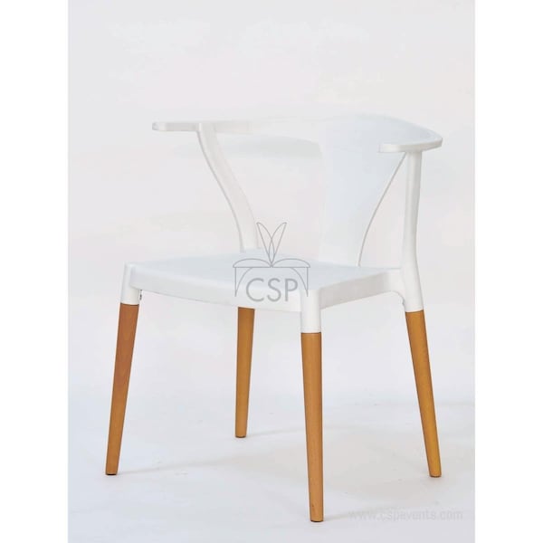 Commercial Seating Products CDPW1001-ZSFP-WH Mid Century Modern Arm Chair - White - 29.5 in. - RPP-MIDCENTURY-1001-WH-WEB1