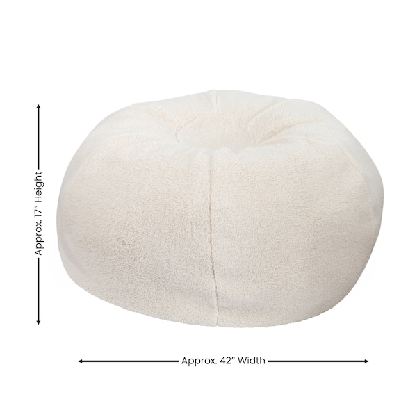 Flash Furniture Duncan Large Natural Faux Sherpa Refillable Bean Bag Chair for Kids and Teens - DG-BEAN-LARGE-SHERPA-NAT-GG