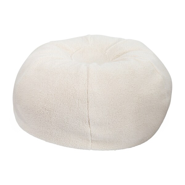 Flash Furniture Duncan Large Natural Faux Sherpa Refillable Bean Bag Chair for Kids and Teens - DG-BEAN-LARGE-SHERPA-NAT-GG
