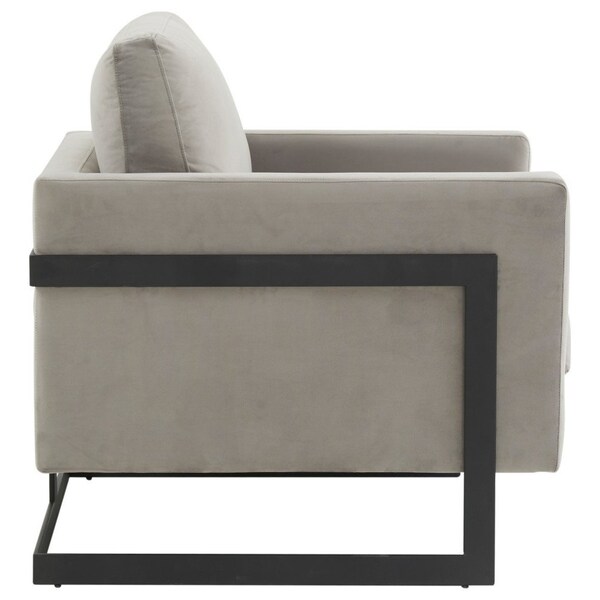 Leisuremod Lincoln Velvet Accent Armchair with Black Frame, Light Grey - LAB31LGR