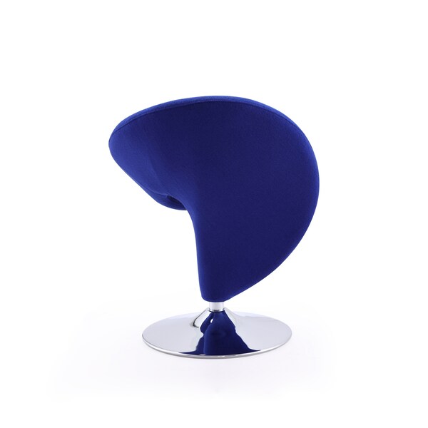 Manhattan Comfort Curl Swivel Accent Chair in Blue and Polished Chrome - AC040-BL