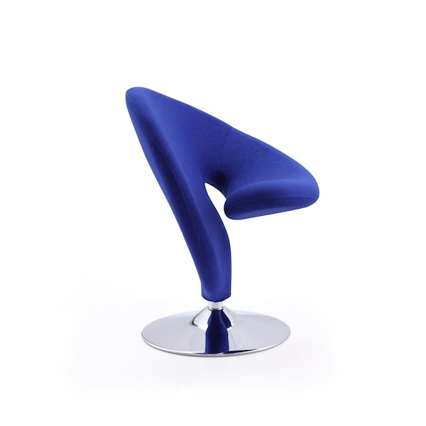 Manhattan Comfort Curl Swivel Accent Chair in Blue and Polished Chrome - AC040-BL