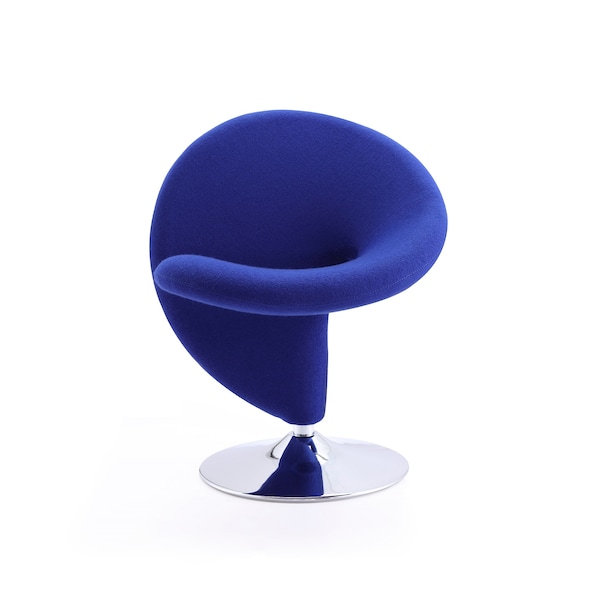 Manhattan Comfort Curl Swivel Accent Chair in Blue and Polished Chrome (Set of 2) - 2-AC040-BL