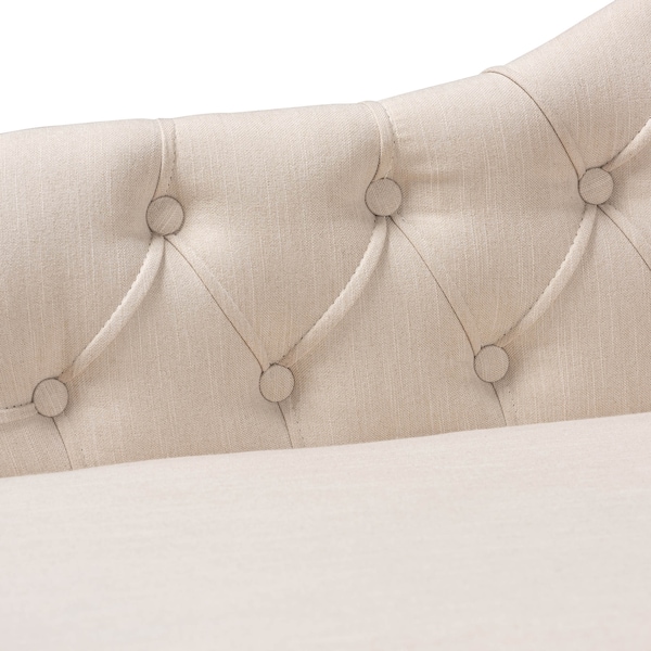Baxton Studio Emeline Beige Upholstered Oak Finished Chaise Lounge - 157-9699