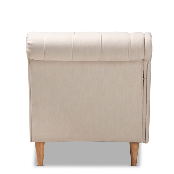 Baxton Studio Emeline Beige Upholstered Oak Finished Chaise Lounge - 157-9699