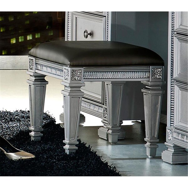 Home Elegance 19 x 16.5 x 18.5 in. Bevelle Vanity Stool - Silver - 1958-14