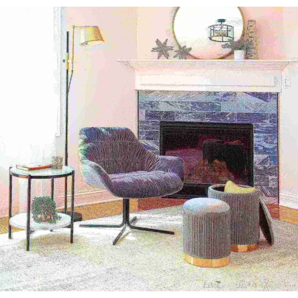 Lumisource Wayne Swivel Lounge Chair - CHR-WYNE BKVGY