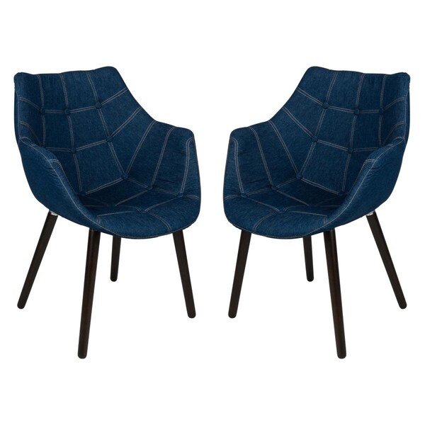 Kd Americana 31 x 22 in. Milburn Tufted Denim Lounge Chair; Denim - Set of 2 - KD3585522
