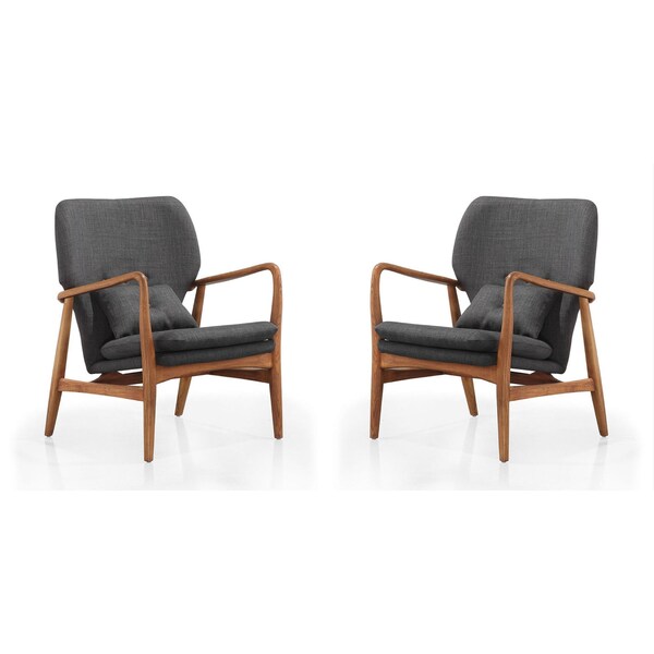 Manhattan Comfort Bradley Accent Chair in Charcoal and Walnut (Set of 2) - 2-AC015-CC