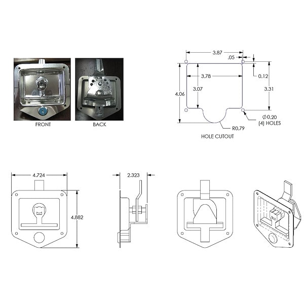 Phoenix Usa T-Latch, Twist to Unlatch, Stainless Steel - PH1283