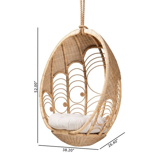 Baxton Studio Umika Modern Bohemian Natural Brown Rattan Hanging Chair - 226-13119-ZORO
