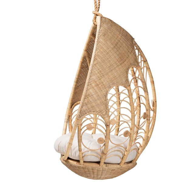 Baxton Studio Umika Modern Bohemian Natural Brown Rattan Hanging Chair - 226-13119-ZORO