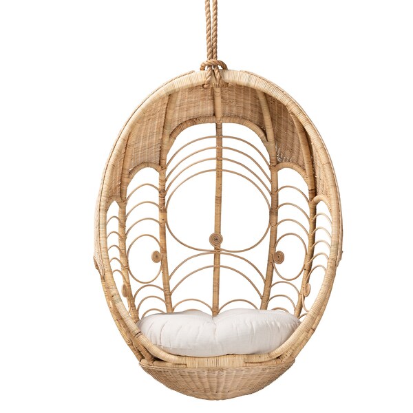 Baxton Studio Umika Modern Bohemian Natural Brown Rattan Hanging Chair - 226-13119-ZORO