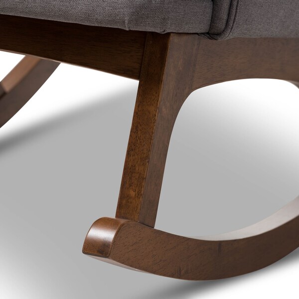 Baxton Studio Maggie Grey Upholstered Walnut-Finished Rocking Chair - 143-7847