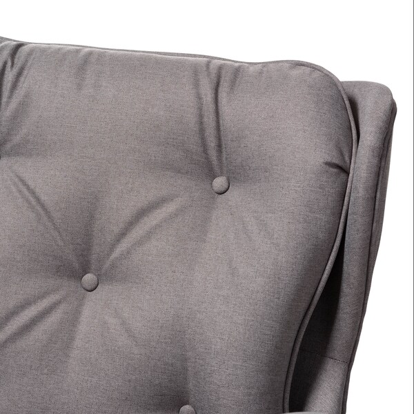 Baxton Studio Maggie Grey Upholstered Walnut-Finished Rocking Chair - 143-7847