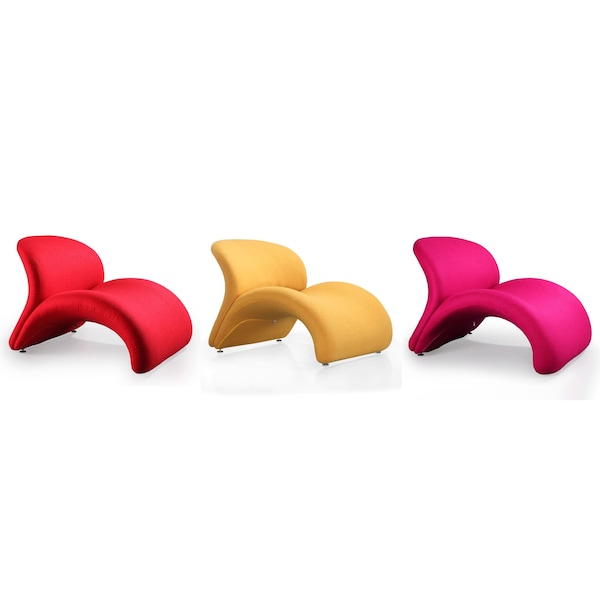 Manhattan Comfort Rosebud Multi Colored Accent Chair -Set of 3 in Red, Fuchsia Pink, and Yellow - 3-AC0013