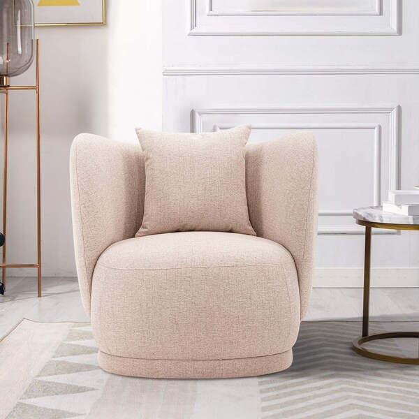 Manhattan Comfort Contemporary Siri Linen Accent Chair with Pillows in Wheat - AC057-WT