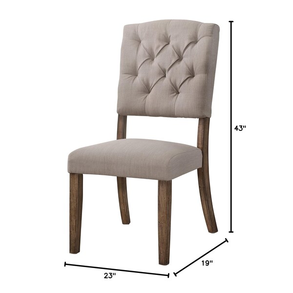 Acme Side Chair Set of 2 in Cream Linen and Weathered Oak, 2PK - ER-0273OAK