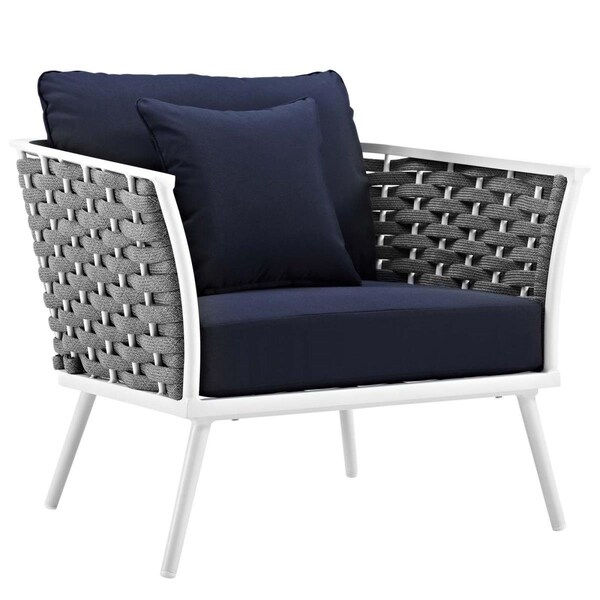 Modway Furniture Stance Outdoor Patio Aluminum Armchair, White Navy - EEI-3054-WHI-NAV