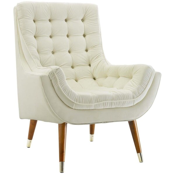 Modway Furniture Suggest Button Tufted Performance Velvet Lounge Chair, Ivory - EEI-3001-IVO